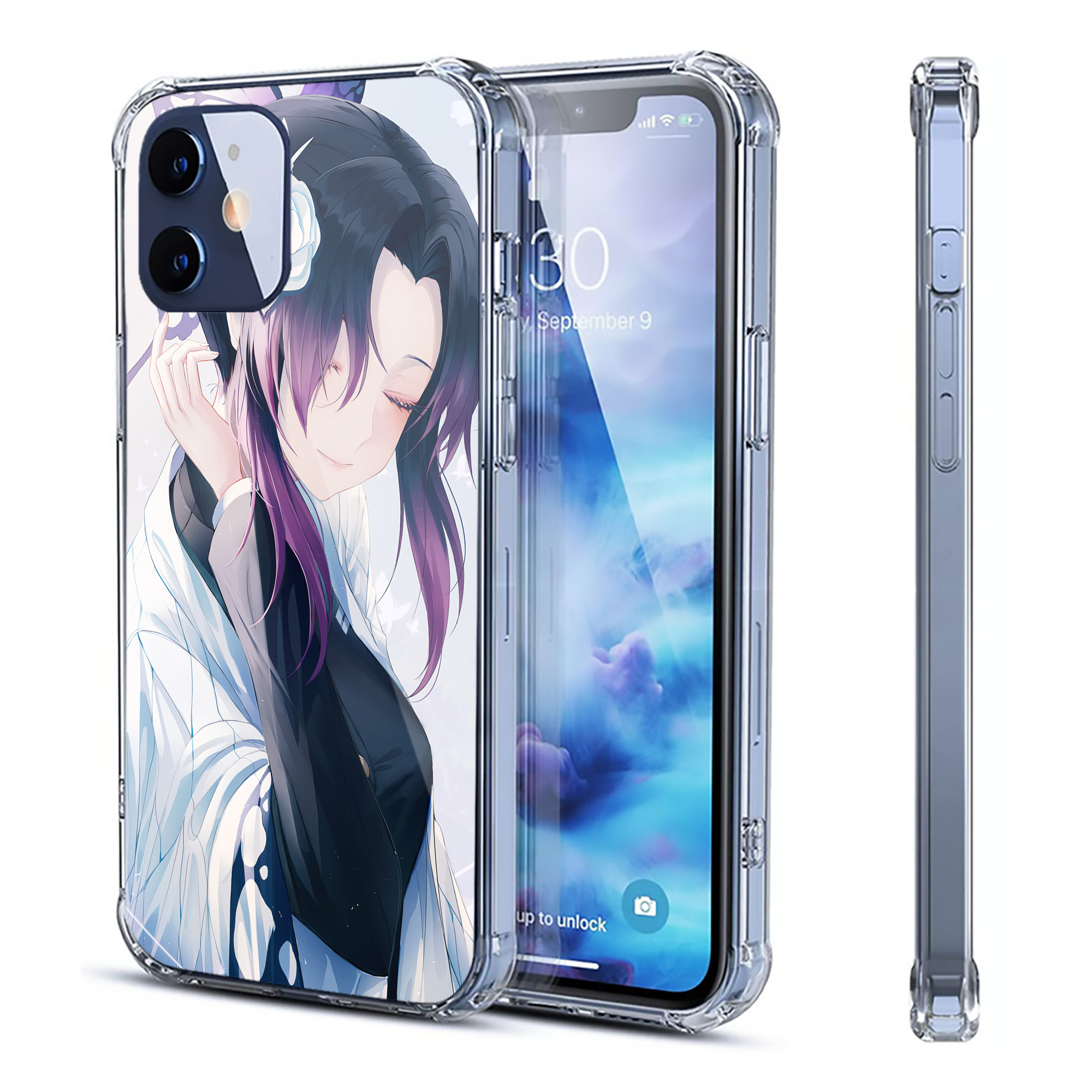 （画像用） 鬼滅の刃（きめつのやいば）蟲柱-胡蝶 しのぶ／こちょう しのぶ Kochou Shinobu 【iPhone 12シリーズ対応】透明スマホケース（クリアソフトケース）